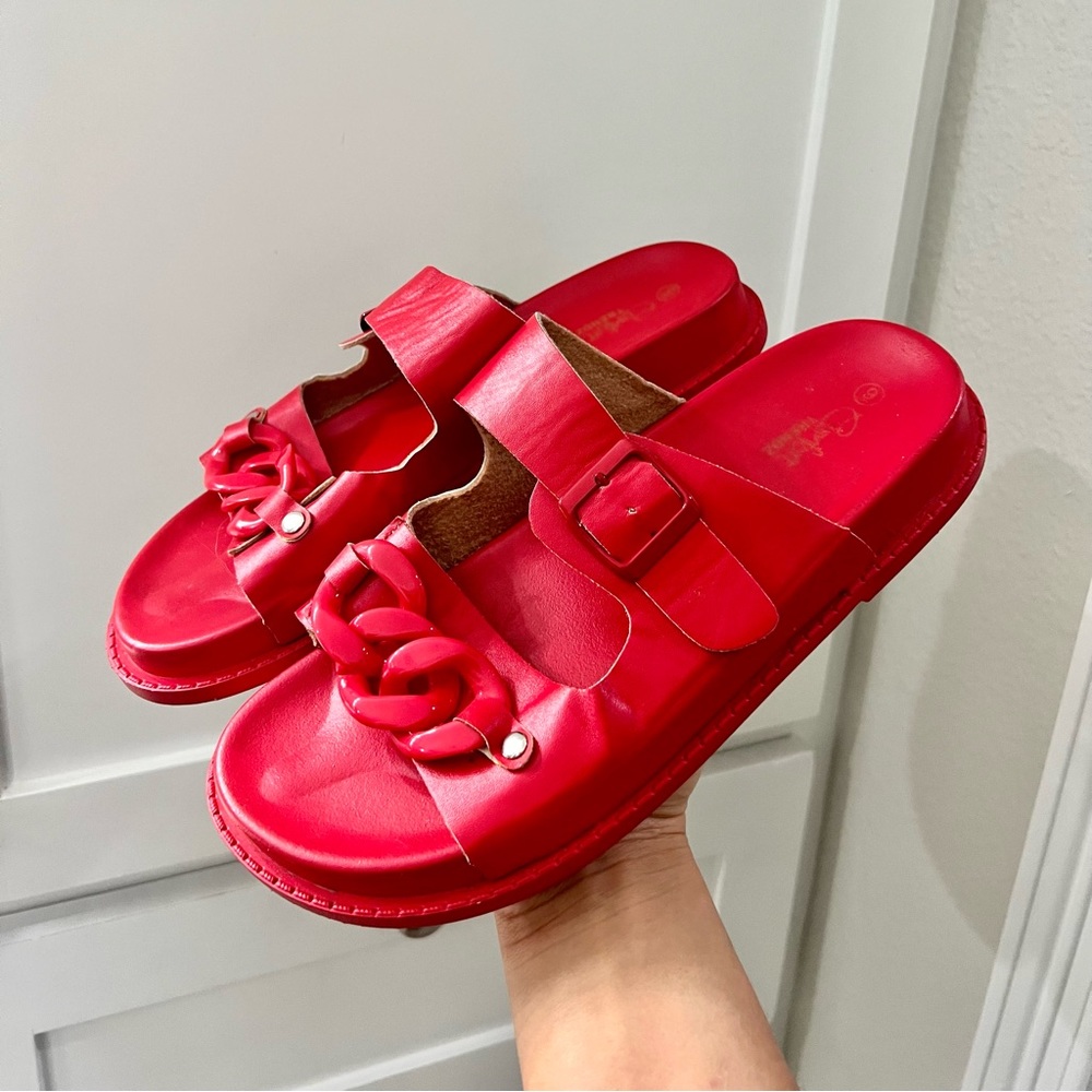 Women’s red sandal slides-9